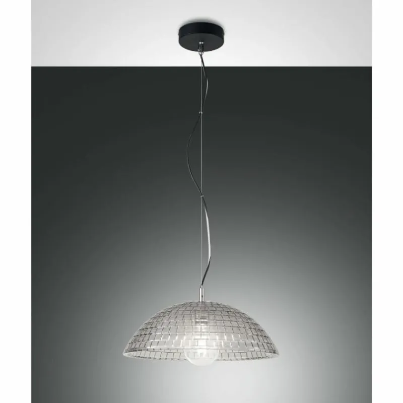 Suspension Verre Fumé-Luminaires Fabas Luce Suspension Fabas Luce Diamond Noir, 1 lumière