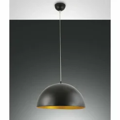 Lampes Dorées-Luminaires Fabas Luce Suspension Fabas Luce DINGLE Or, Noir, 1 lumière