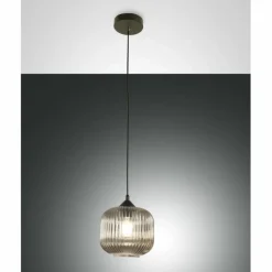 Suspension Verre Fumé-Luminaires Fabas Luce Suspension Fabas Luce Dock Noir, 1 lumière