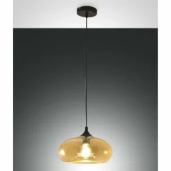 Luminaires Fabas Luce Suspension Fabas Luce Ela Noir, 1 lumière