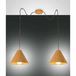 Style Boho-Chic-Luminaires Fabas Luce Suspension Fabas Luce Esino Bois foncé, 2 lumières