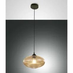 Luminaires Fabas Luce Suspension Fabas Luce Fiordaliso Noir, 1 lumière
