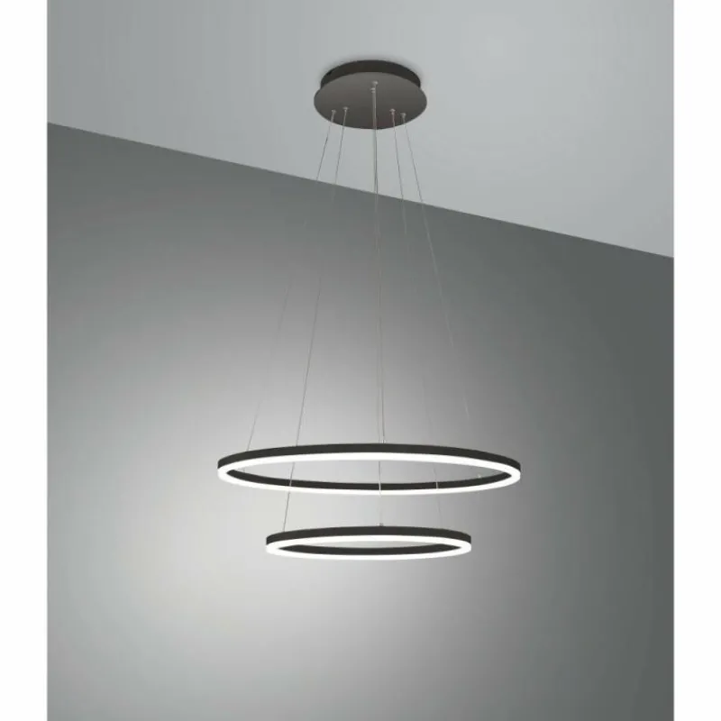 Luminaires Fabas Luce Suspension Fabas Luce Giotto LED Noir, 1 lumière* Éclairage Led