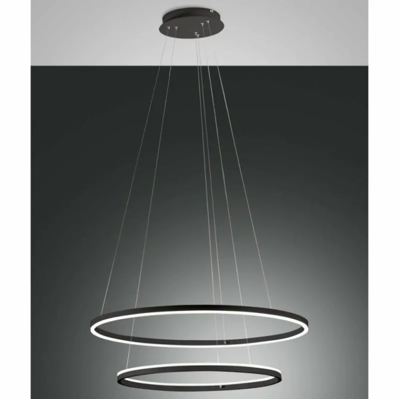 Luminaires Fabas Luce Suspension Fabas Luce Giotto LED Noir, 2 lumières* Éclairage Led