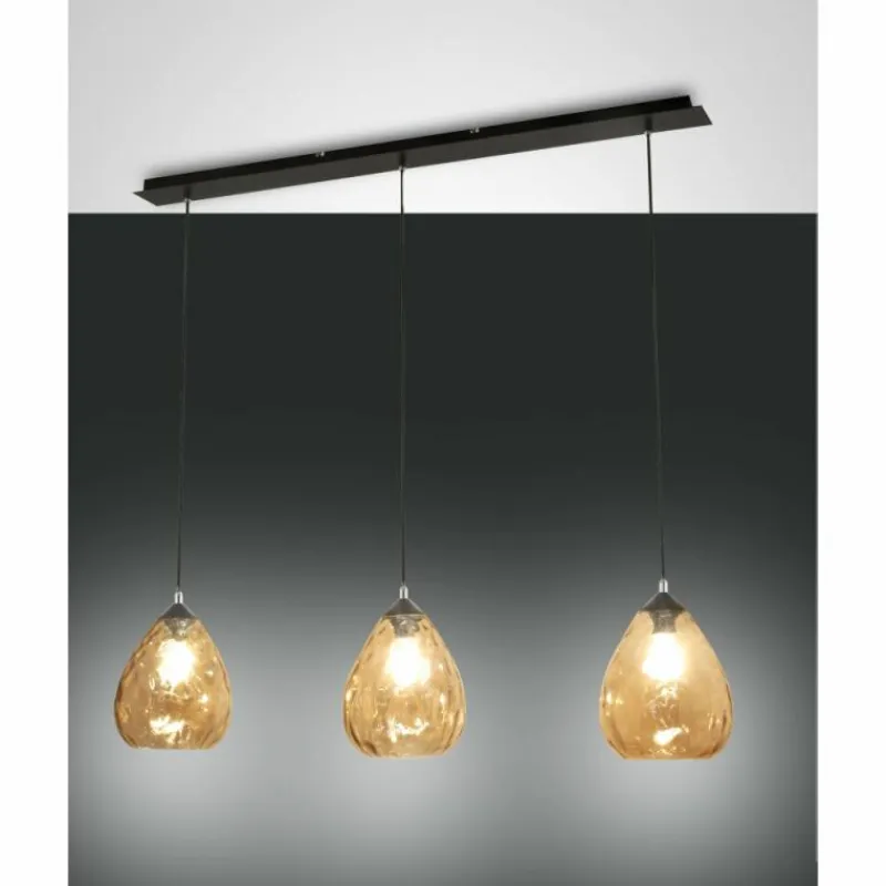 Luminaires Fabas Luce Suspension Fabas Luce Gisella Noir, 3 lumières