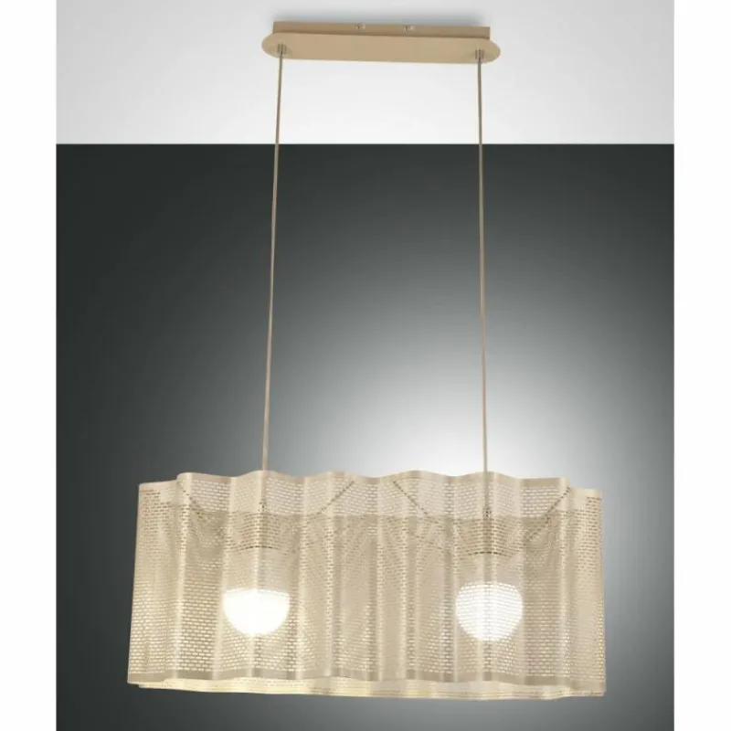 Lampes Dorées-Luminaires Fabas Luce Suspension Fabas Luce Glicine Or, 2 lumières
