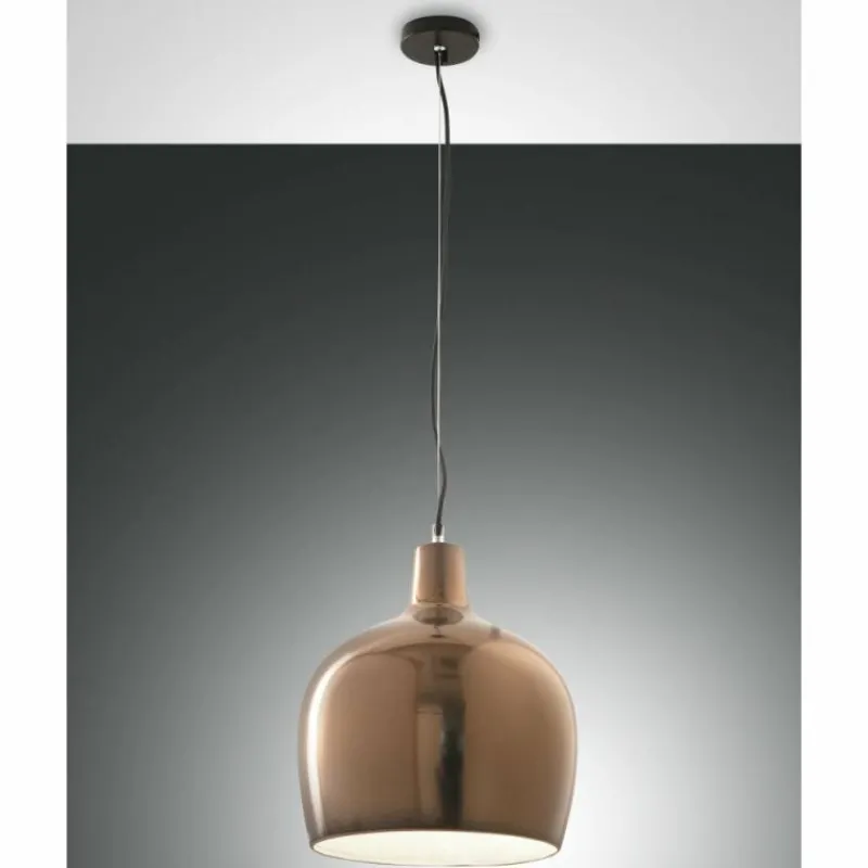 Luminaires Fabas Luce Suspension Fabas Luce Glossy Noir, 1 lumière* Suspensions