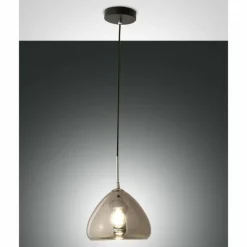 Suspension Verre Fumé-Luminaires Fabas Luce Suspension Fabas Luce Glow Noir, 1 lumière
