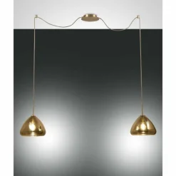 Luminaires Fabas Luce Suspension Fabas Luce Glow Laiton, 2 lumières