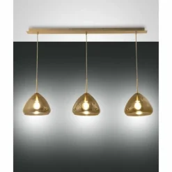 Luminaires Fabas Luce Suspension Fabas Luce Glow Laiton, 3 lumières