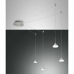 Luminaires Fabas Luce Suspension Fabas Luce Isabella LED Chrome, Nickel mat, 4 lumières* Éclairage Led