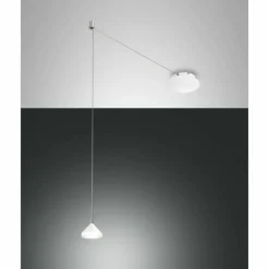 Luminaires Fabas Luce Suspension Fabas Luce Isabella LED Chrome, Blanc, 1 lumière