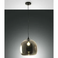 Suspension Verre Fumé-Luminaires Fabas Luce Suspension Fabas Luce Maia Noir, 1 lumière
