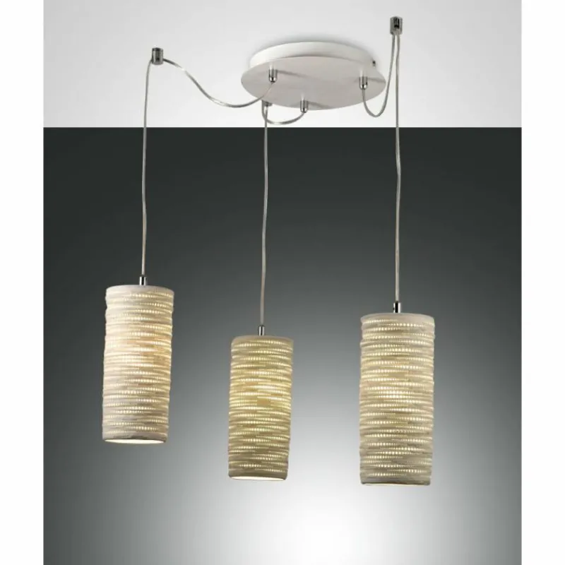 Luminaires Fabas Luce Suspension Fabas Luce Marbella Blanc, 3 lumières* Suspensions