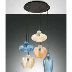 Luminaires Fabas Luce Suspension Fabas Luce Olbia Noir, 3 lumières