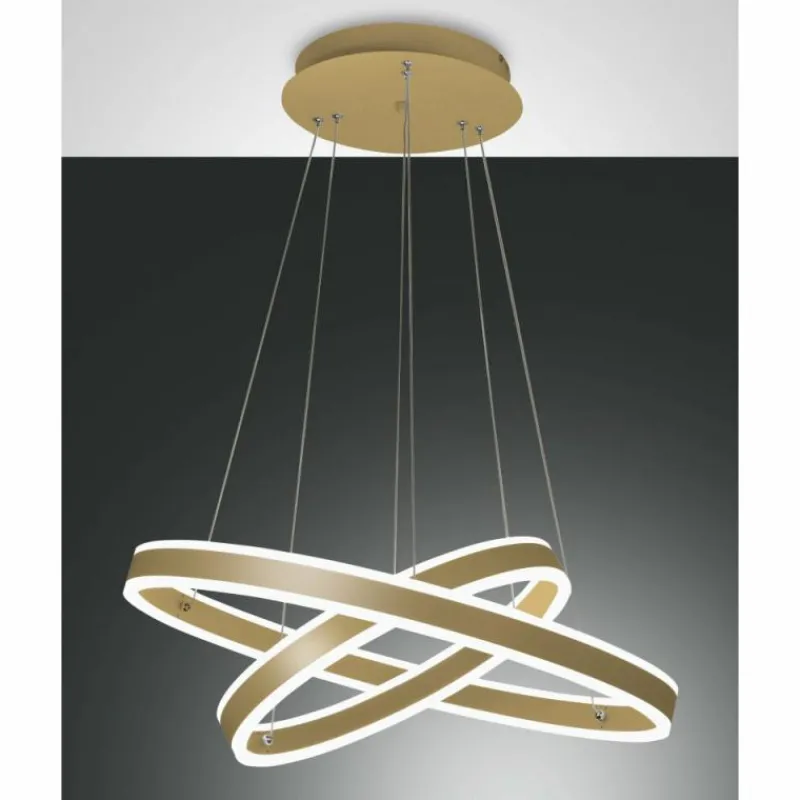 Lampes Dorées-Luminaires Fabas Luce Suspension Fabas Luce Palau LED Or, 2 lumières