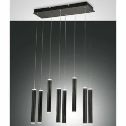 Luminaires Fabas Luce Suspension Fabas Luce Prado LED Noir, 8 lumières* Éclairage Led