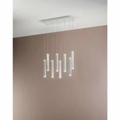 Luminaires Fabas Luce Suspension Fabas Luce Prado LED Blanc, 8 lumières* Suspensions