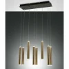 Lampes Dorées-Luminaires Fabas Luce Suspension Fabas Luce Prado LED Or, Noir, 8 lumières