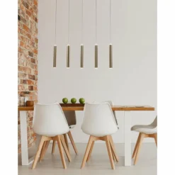 Lampes Dorées-Luminaires Fabas Luce Suspension Fabas Luce Prado LED Or, Noir, 5 lumières