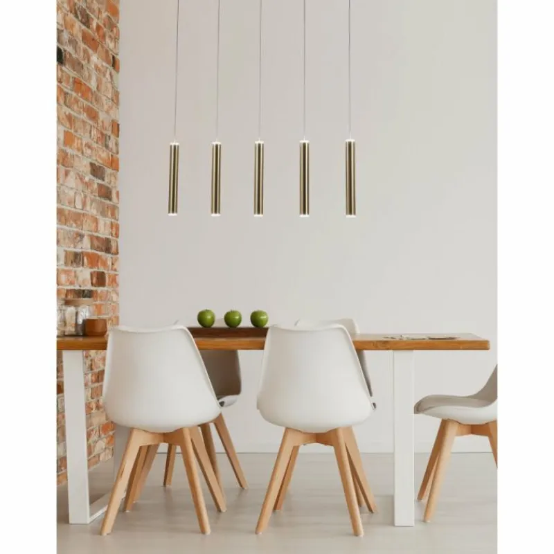 Lampes Dorées-Luminaires Fabas Luce Suspension Fabas Luce Prado LED Or, Noir, 5 lumières