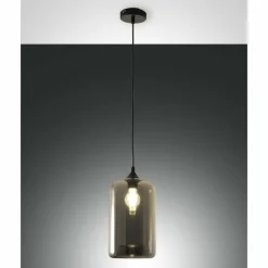 Suspension Verre Fumé-Luminaires Fabas Luce Suspension Fabas Luce Silo Noir, 1 lumière