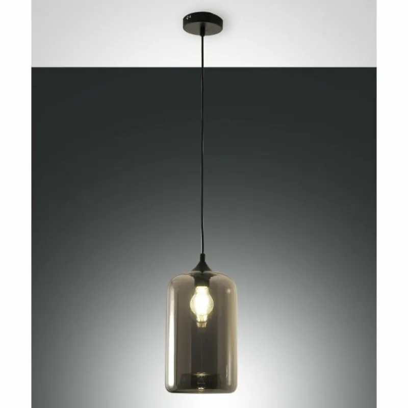 Suspension Verre Fumé-Luminaires Fabas Luce Suspension Fabas Luce Silo Noir, 1 lumière