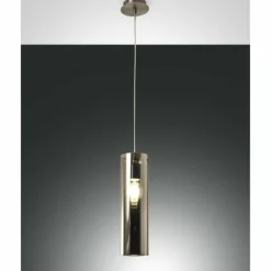 Suspension Verre Fumé-Luminaires Fabas Luce Suspension Fabas Luce Sintesi Nickel brillant, 1 lumière