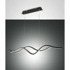 Luminaires Fabas Luce Suspension Fabas Luce Sinuo LED Noir, 2 lumières* Éclairage Led