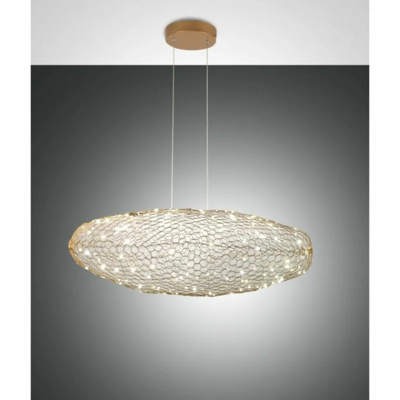 Lampes Dorées-Luminaires Fabas Luce Suspension Fabas Luce Sumter LED Or, 1 lumière