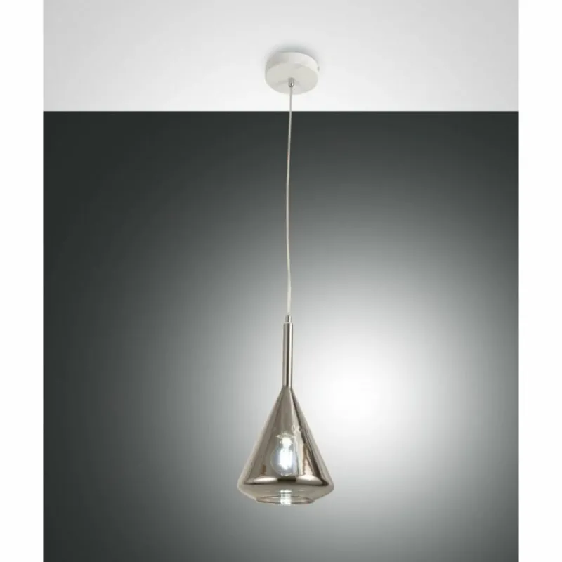 Suspension Verre Fumé-Luminaires Fabas Luce Suspension Fabas Luce Tris Blanc, 1 lumière