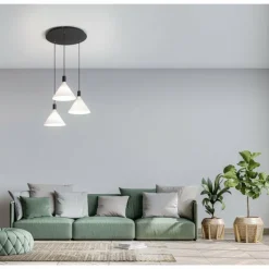 Luminaires Fabas Luce Suspension Fabas Luce Vincent Noir, 3 lumières