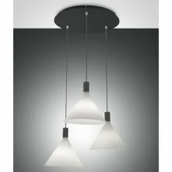 Luminaires Fabas Luce Suspension Fabas Luce Vincent Noir, 3 lumières