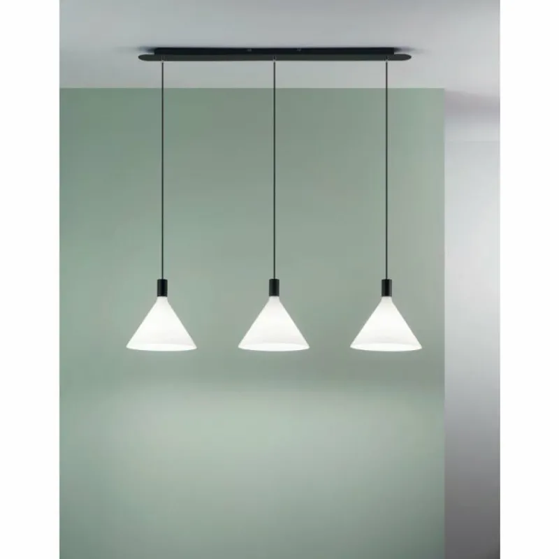 Luminaires Fabas Luce Suspension Fabas Luce Vincent Noir, 3 lumières