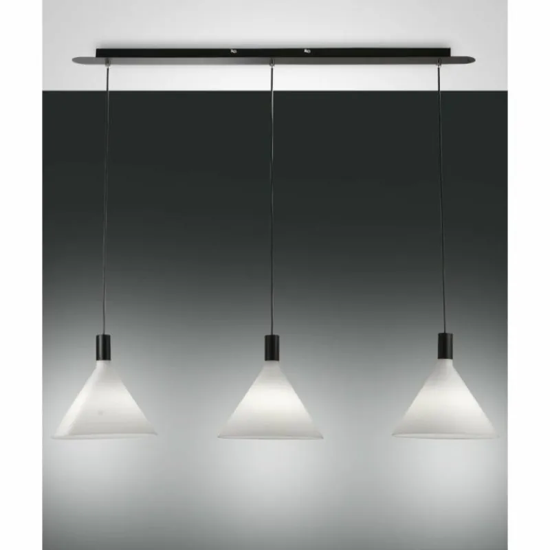 Luminaires Fabas Luce Suspension Fabas Luce Vincent Noir, 3 lumières