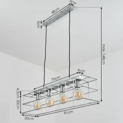 Lampes Industrielles-hofstein Suspension Fevaag Argenté, 4 lumières
