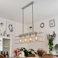 Lampes Industrielles-hofstein Suspension Fevaag Argenté, 4 lumières