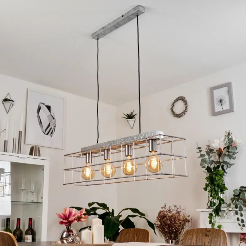 Lampes Industrielles-hofstein Suspension Fevaag Argenté, 4 lumières