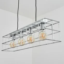 Lampes Industrielles-hofstein Suspension Fevaag Argenté, 4 lumières