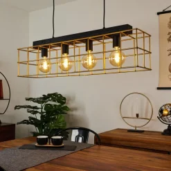 Lampes Dorées-hofstein Suspension Fevaag Noir, 4 lumières