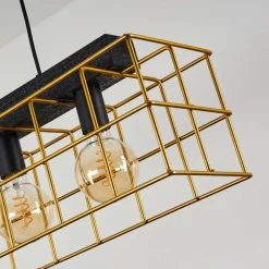 Lampes Dorées-hofstein Suspension Fevaag Noir, 4 lumières