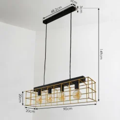 Lampes Dorées-hofstein Suspension Fevaag Noir, 4 lumières