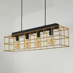 Lampes Dorées-hofstein Suspension Fevaag Noir, 4 lumières
