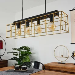 Lampes Dorées-hofstein Suspension Fevaag Noir, 4 lumières