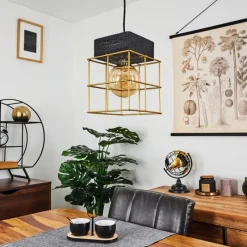 Lampes Dorées-hofstein Suspension Fevaag Noir, 1 lumière