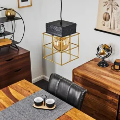 Lampes Dorées-hofstein Suspension Fevaag Noir, 1 lumière