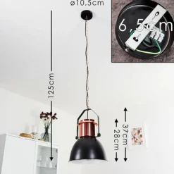 hofstein Suspension Fieberbrunn Cuivre, Noir, 1 lumière