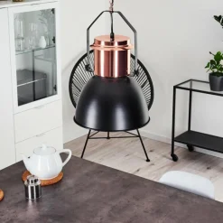 hofstein Suspension Fieberbrunn Cuivre, Noir, 1 lumière