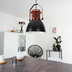 hofstein Suspension Fieberbrunn Cuivre, Noir, 1 lumière