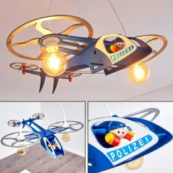 hofstein Suspension Fiete Bleu, Argenté, 2 lumières